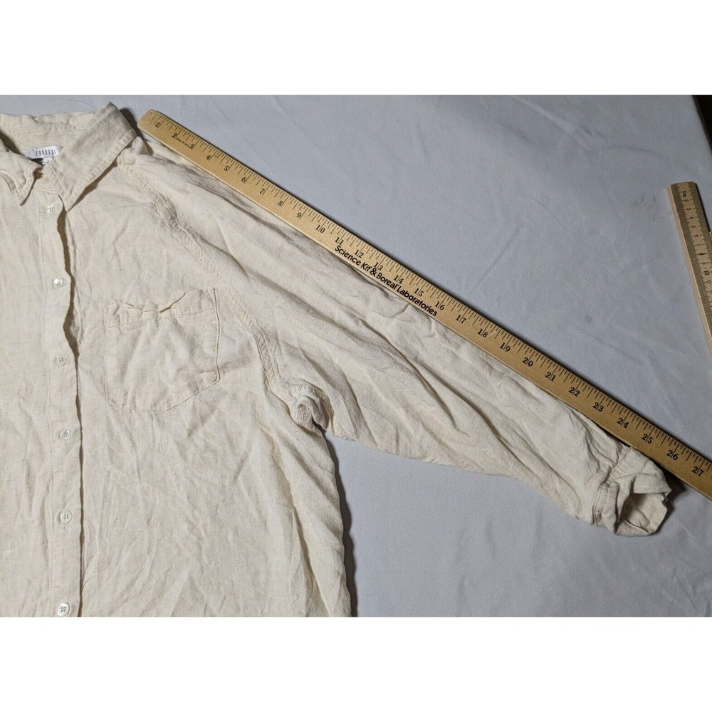 FUN 2 FUN Women Small Beige Rayon Linen Blend Button-Up Shirt - Picture 13 of 16
